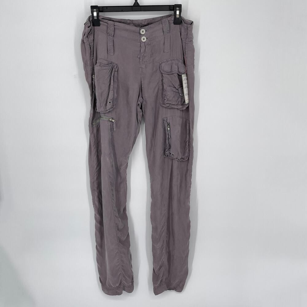 Pete & Greta By Johnny Was NEW Women's Y2K Cupra Poplin Cargo Pants Size 6 Gray